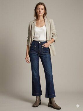 KHAITE Raquel Cropped Boot Cut Jeans Size 25 / 26" Waist